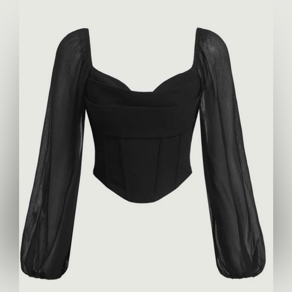 Long Sleeve Black Crop Top
